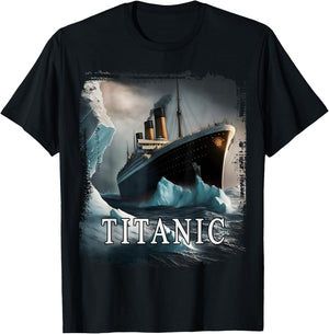 Titanic Boat Vintage Cruise Ship Sailing in 1912 hit Iceberg T-Shirt - T-Shirt | Black