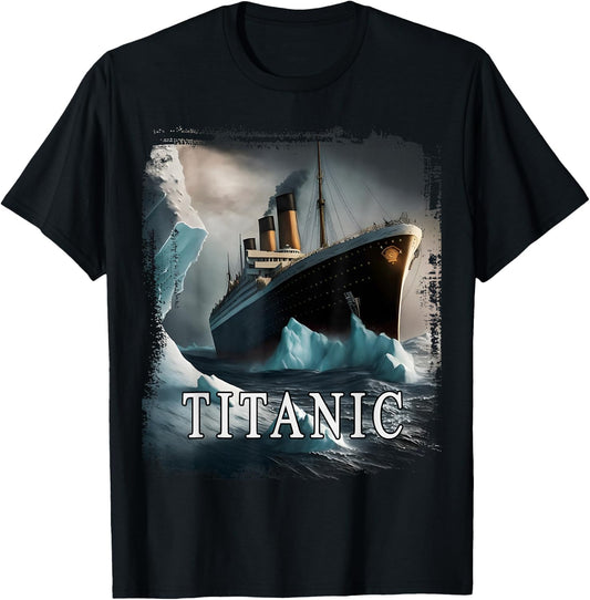 Titanic Boat Vintage Cruise Ship Sailing in 1912 hit Iceberg T-Shirt - T-Shirt | Black