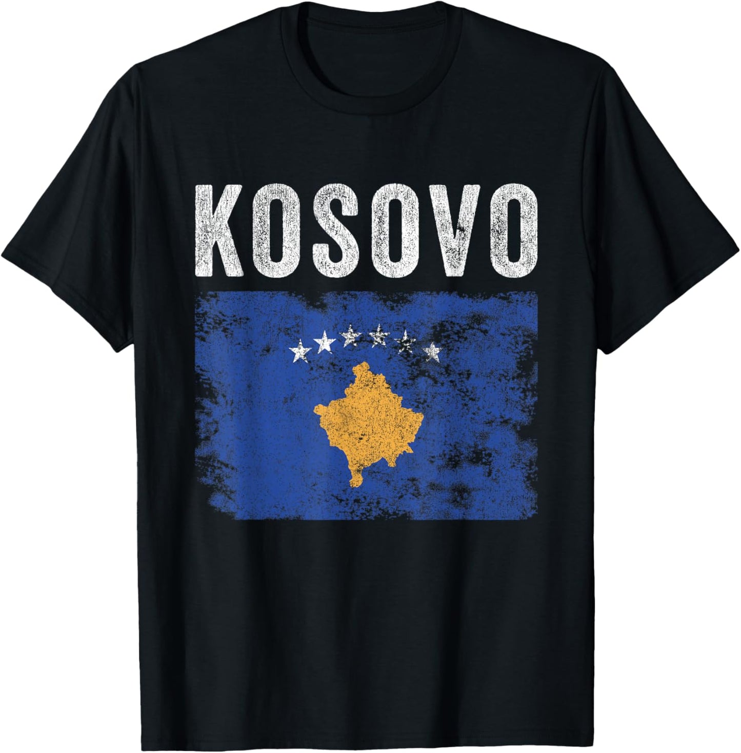 Kosovo Flag Distressed - Men Women Kids - Kosovar Flag T-Shirt - T-Shirt | Black