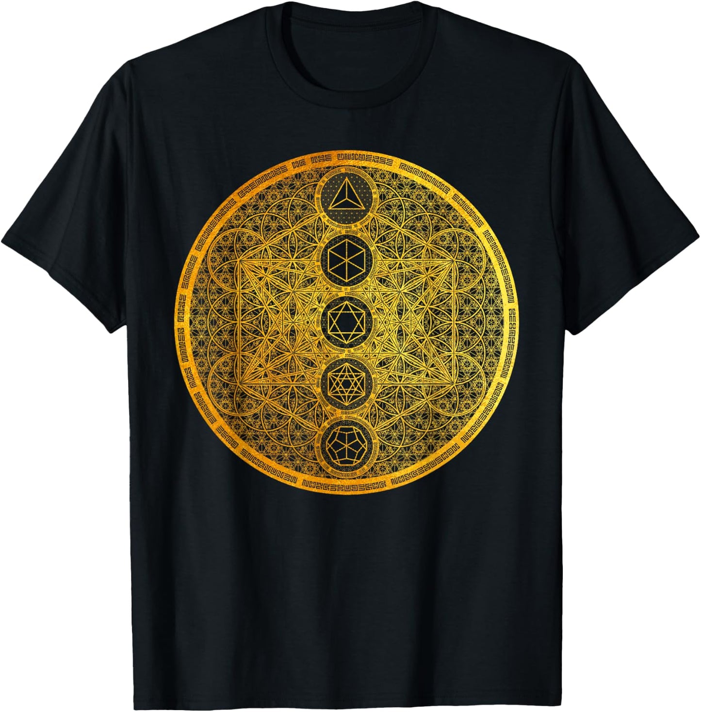 Metatron Cube Platonic Solids Sacred Geometry Metaphysics T-Shirt - T-Shirt | Black