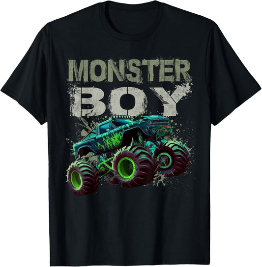 Monster Truck Boy Family Matching Monster Truck Lovers T-Shirt - T-Shirt | Black