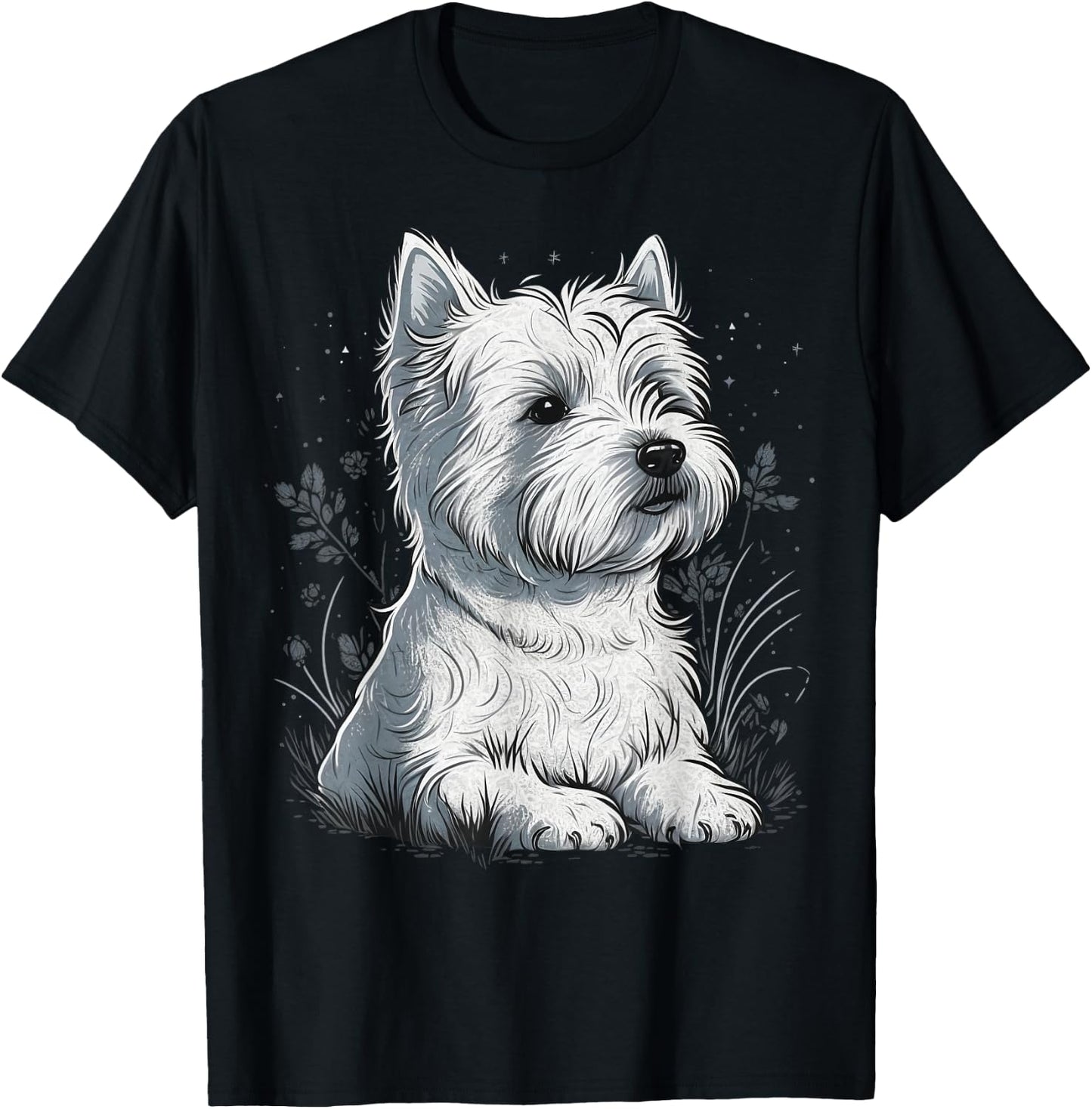 Cute Westie Dog on West Highland White Terrier Lover T-Shirt - T-Shirt | Black