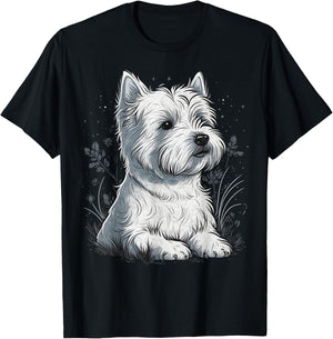 Cute Westie Dog on West Highland White Terrier Lover T-Shirt - T-Shirt | Black