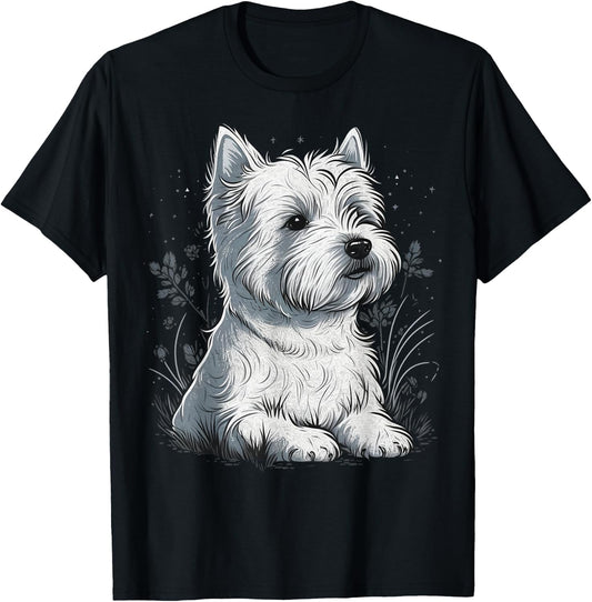 Cute Westie Dog on West Highland White Terrier Lover T-Shirt - T-Shirt | Black