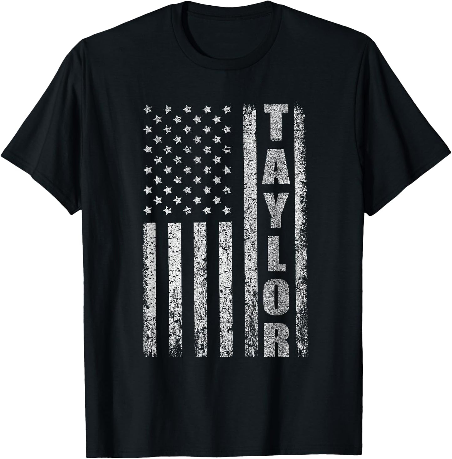 Taylor US Flag Personalized Taylor American Flag Vintage T-Shirt - T-Shirt | Black
