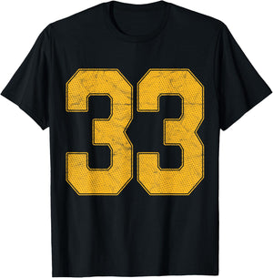 Number 33 Numbered Uniform Sports Team Jersey 33rd Birthday T-Shirt - T-Shirt | Black