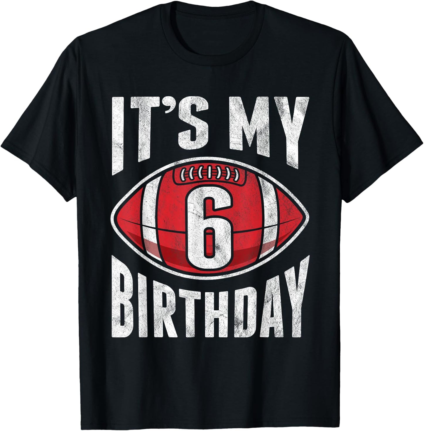 6 Years Old American Football 6th Birthday Boy Retro Style T-Shirt - T-Shirt | Black