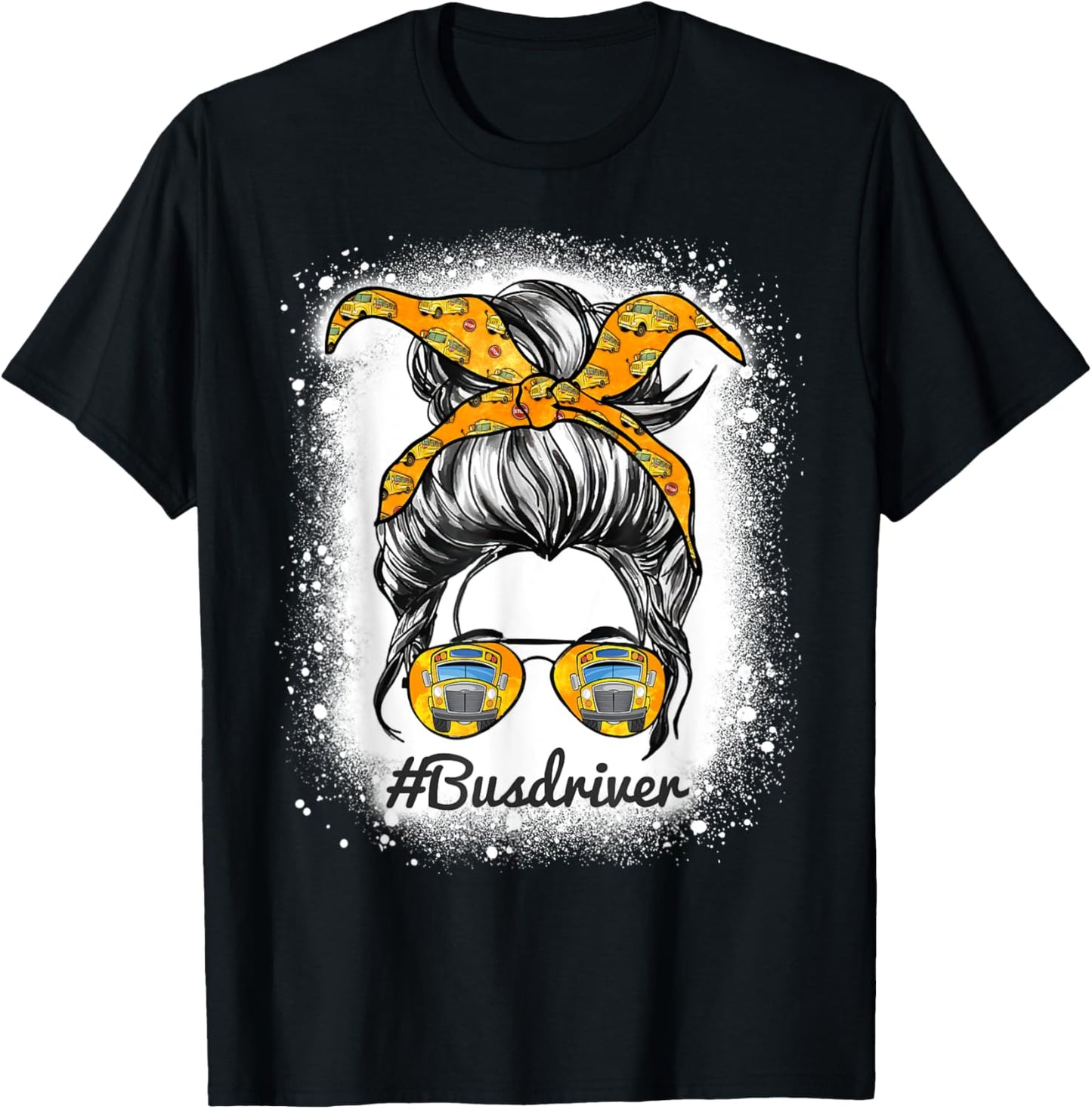 Bus Driver Life Messy Bun Hair Cute School Bus Driver T-Shirt - T-Shirt | Black