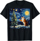 Funny Starry Night Christmas Kitty Kitten Xmas Tree Novelty T-Shirt - T-Shirt | Black
