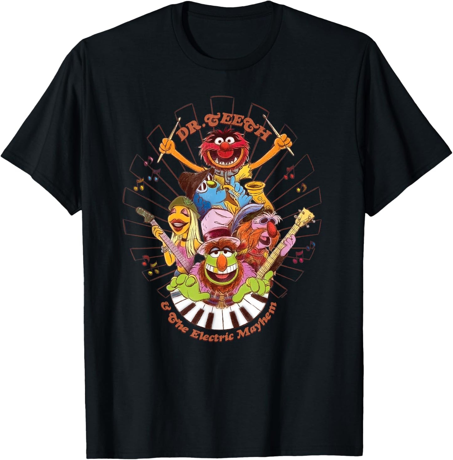 Disney The Muppets Dr Teeth & Electric Mayhem Keyboard Band T-Shirt - T-Shirt | Black