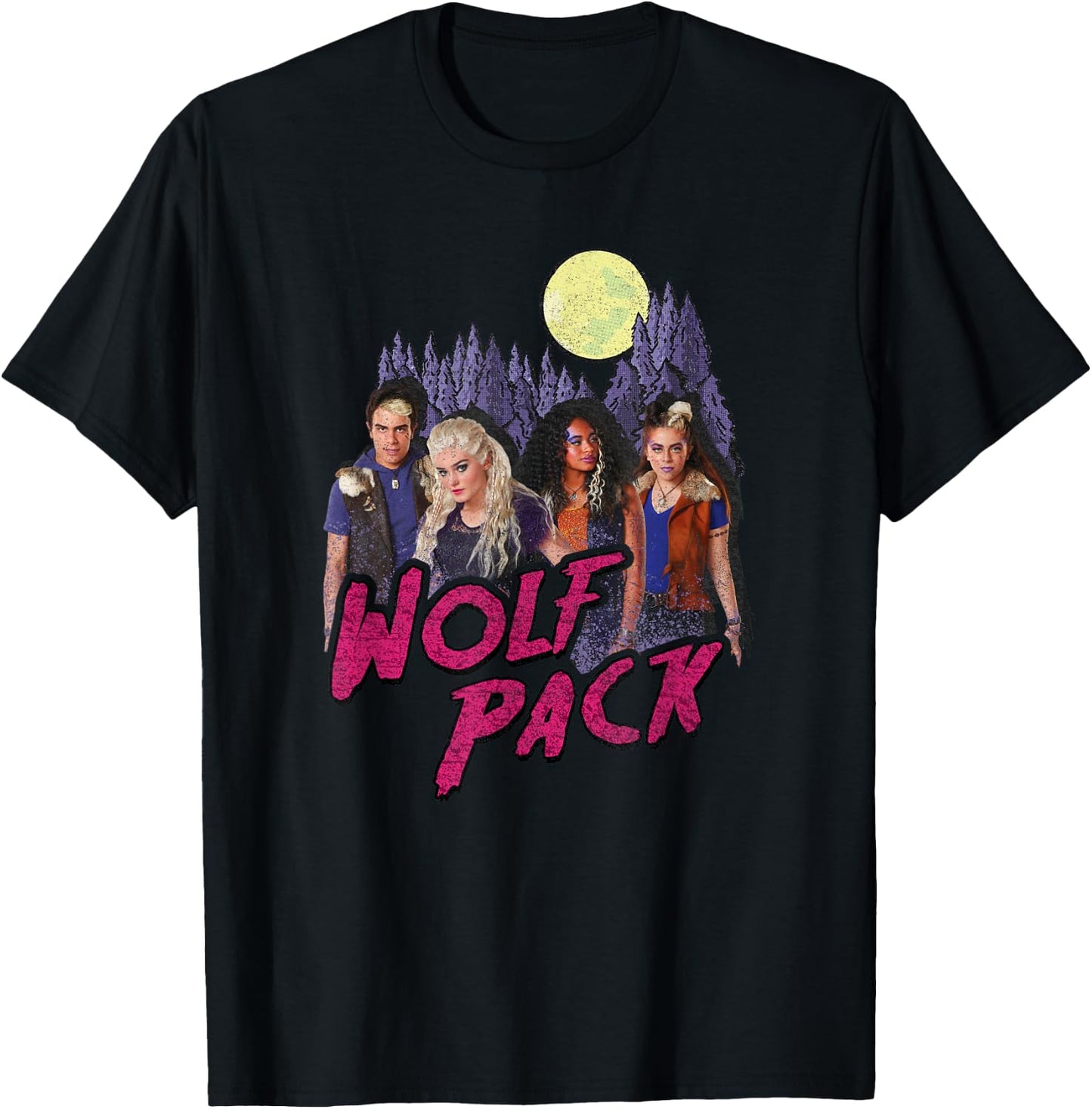 Disney Zombies Wolf Pack Full Moon Group Poster T-Shirt - T-Shirt | Black
