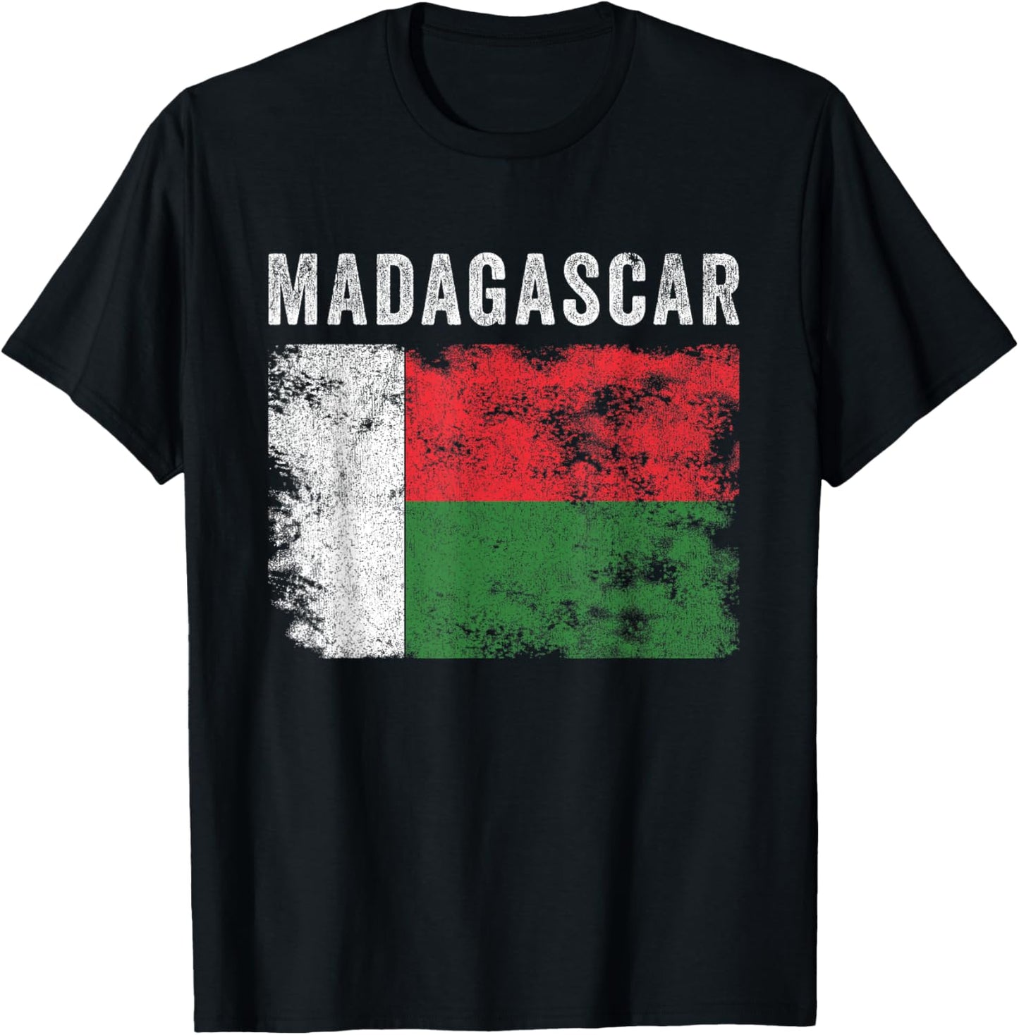 Madagascar Flag Distressed - Men Women Kids - Malagasy Flag T-Shirt - T-Shirt | Black