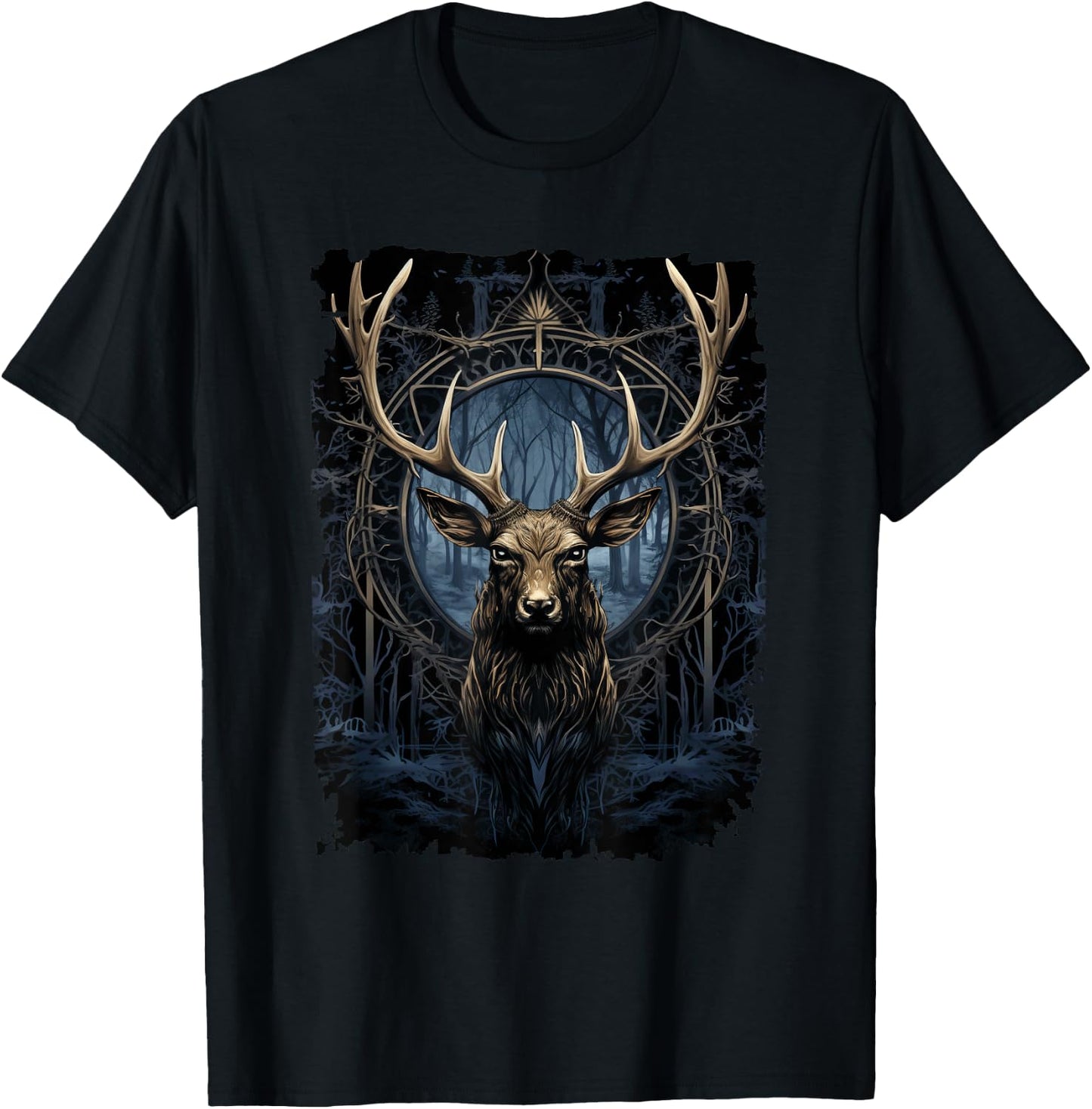 Magical Deer - Nature-Inspired Graphic T-Shirt - T-Shirt | Black