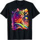 Colorful Rainbow Cat Graphic Men Women Kids T-Shirt - T-Shirt | Black