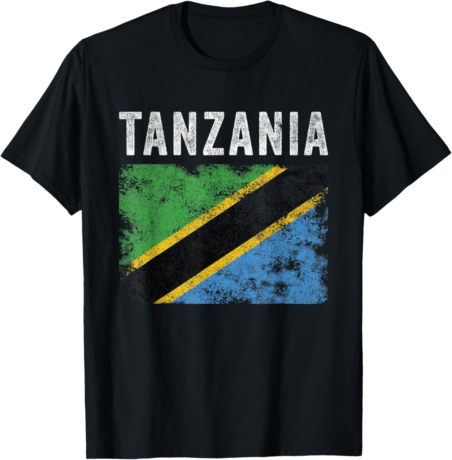 Tanzania Flag Distressed - Men Women Kids - Tanzanian Flag T-Shirt - T-Shirt | Black
