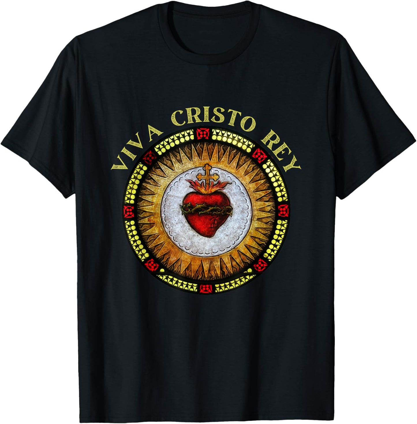 Roman Catholic Sacred Heart Viva Cristo Rey T-Shirt - T-Shirt | Black