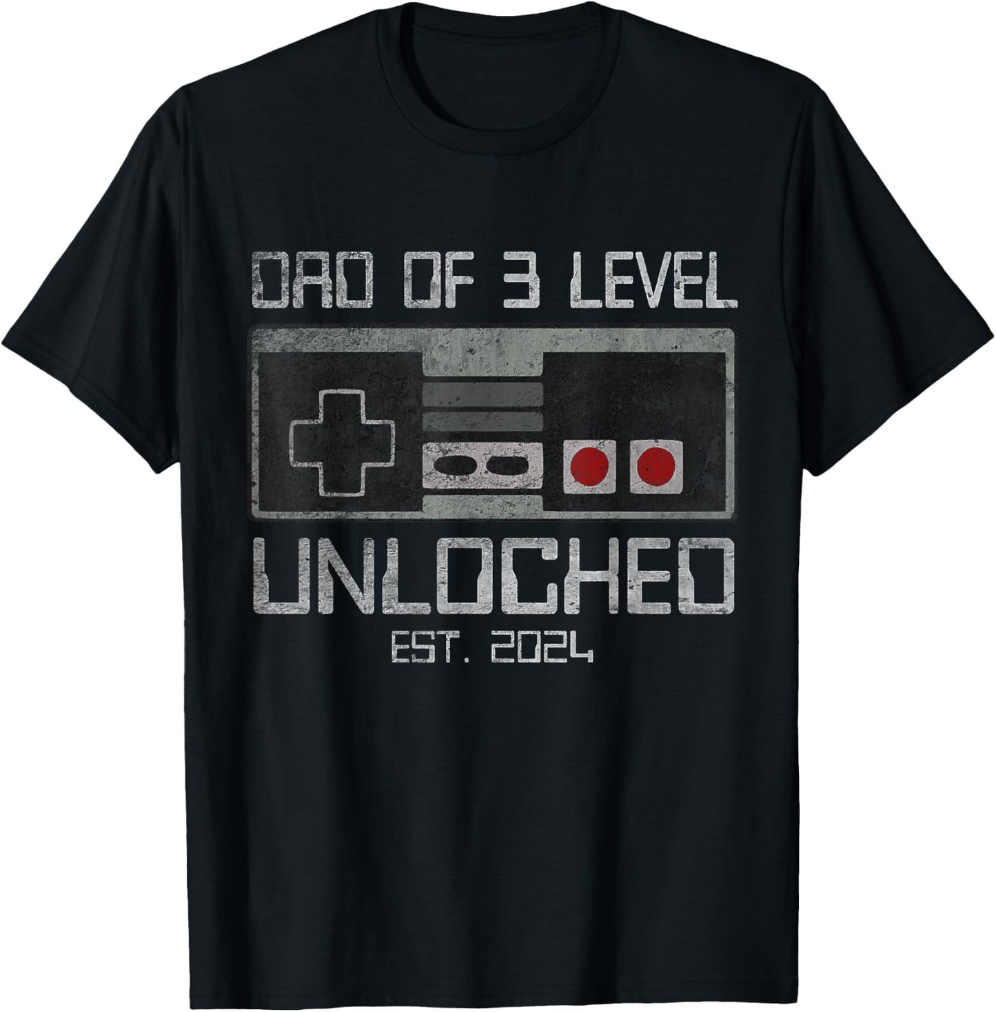 Leveled Up To Dad of 3 3rd Third Time Dad Father Of 3 Kids T-Shirt - T-Shirt | Black