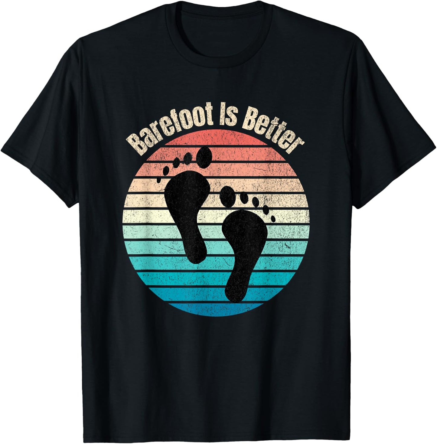 Barefoot Is Better Sunset Earthing T-Shirt - T-Shirt | Black