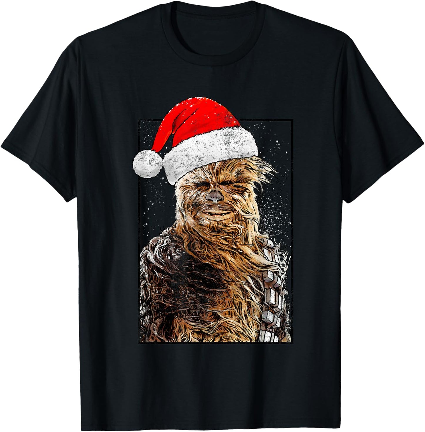 Star Wars Christmas Santa Chewbacca Windswept Movie Panel T-Shirt - T-Shirt | Black