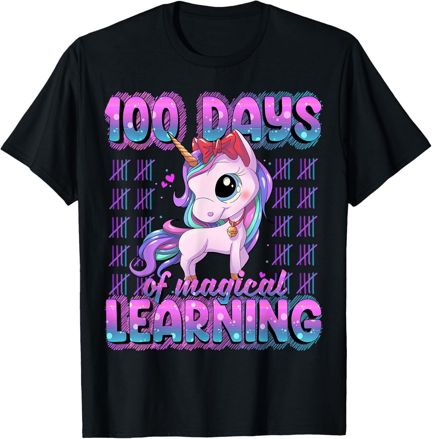 100 Magical Day of School Unicorn Shirts 100 Days Smarter -Kids Black Small T-Shirt - T-Shirt | Black