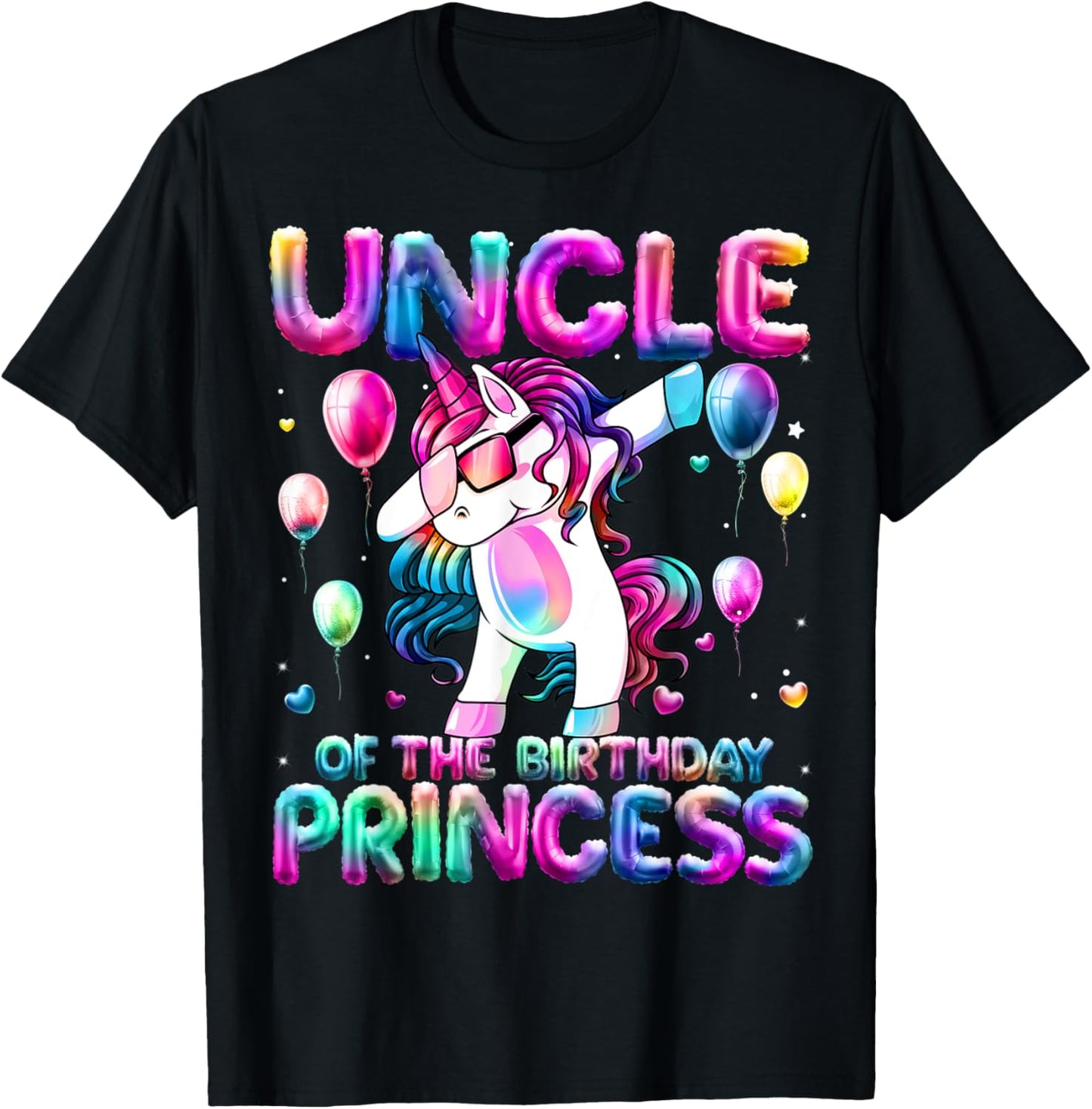 Uncle of the Birthday Princess Girl Dabbing Unicorn Uncle T-Shirt - T-Shirt | Black