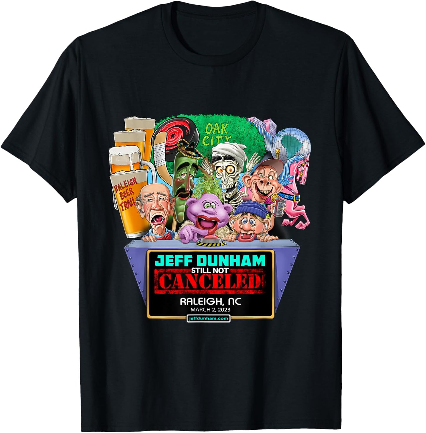 Jeff Dunham Raleigh, NC (2023) T-Shirt - T-Shirt | Black