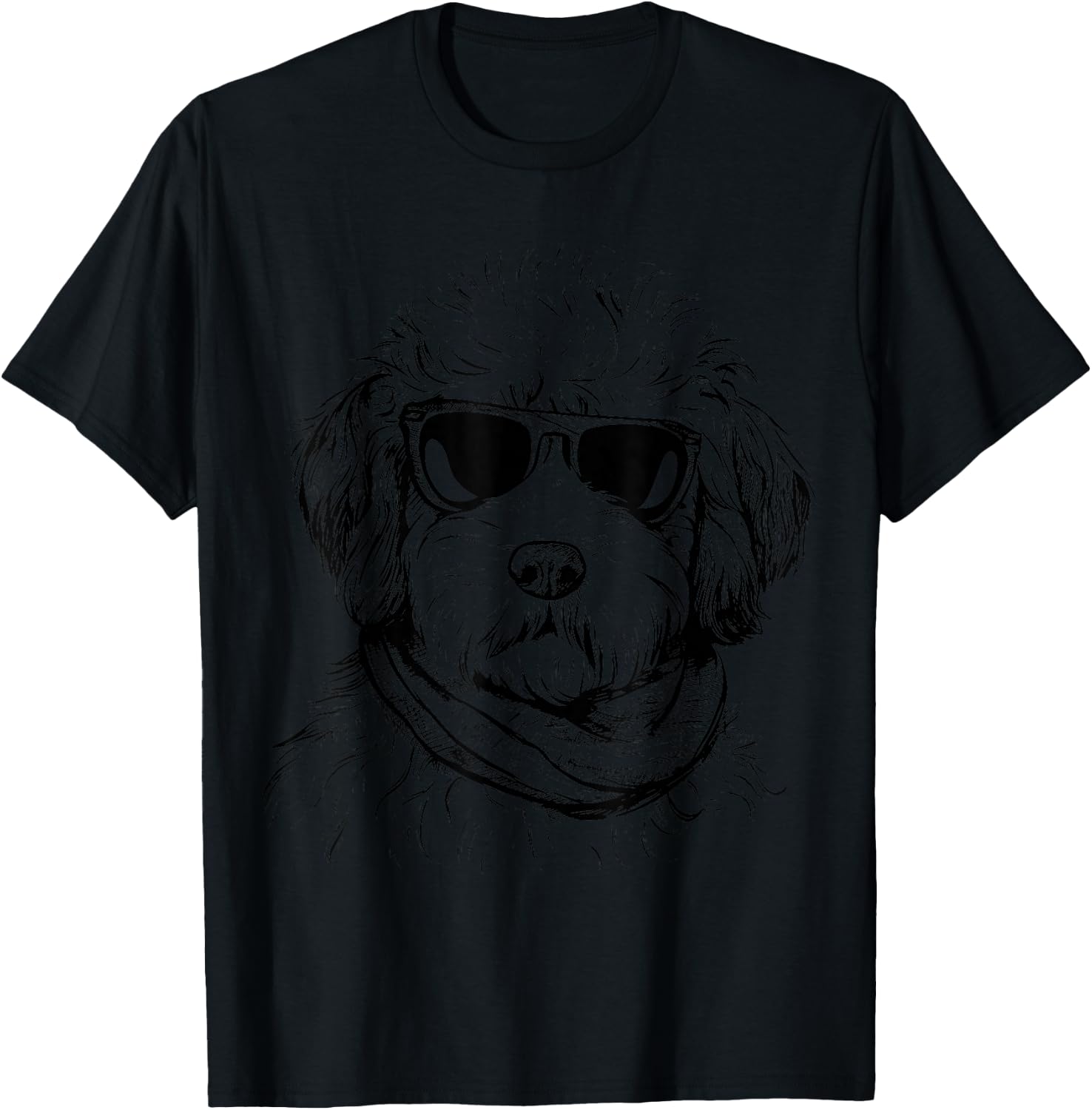 Whoodle Sketch Drawing Art Dog Lover Mom Dad Women T-Shirt - T-Shirt | Black