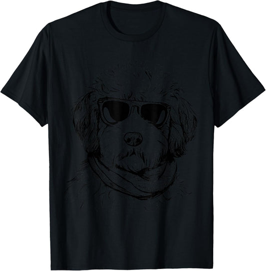 Whoodle Sketch Drawing Art Dog Lover Mom Dad Women T-Shirt - T-Shirt | Black