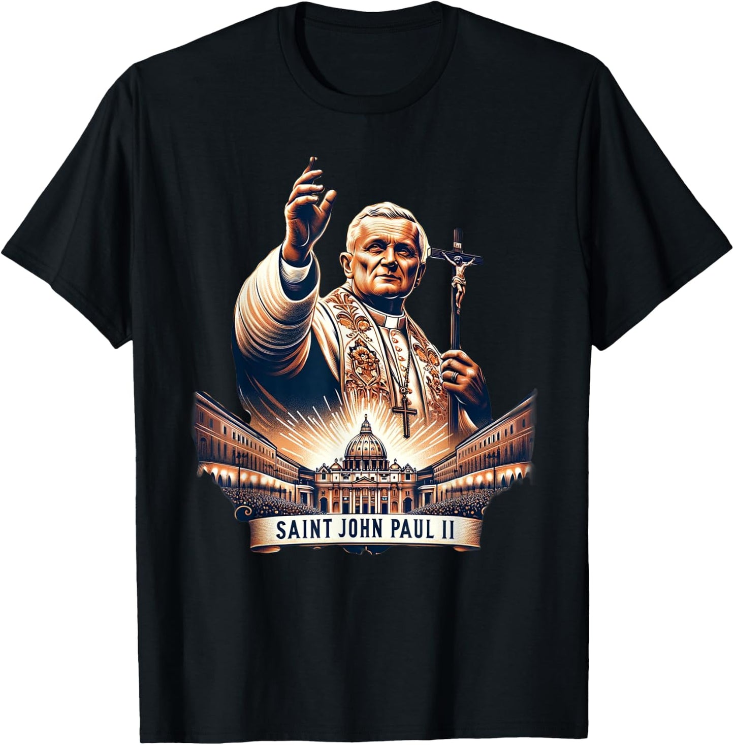 Saint John Paul II Catholic T-Shirt - T-Shirt | Black