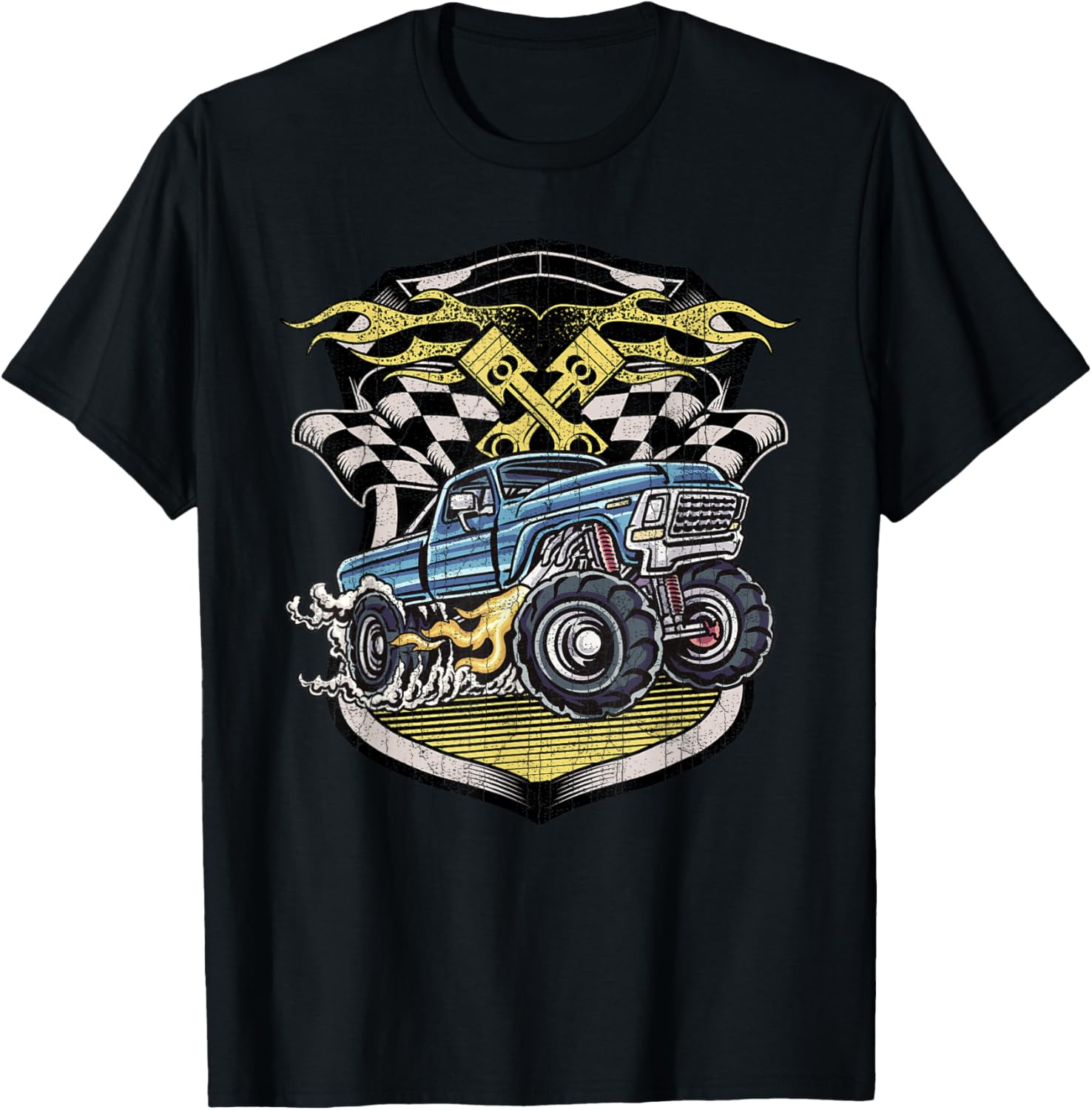 Monster Truck Shirt Retro Distressed Vintage Monster Truck T-Shirt - T-Shirt | Black