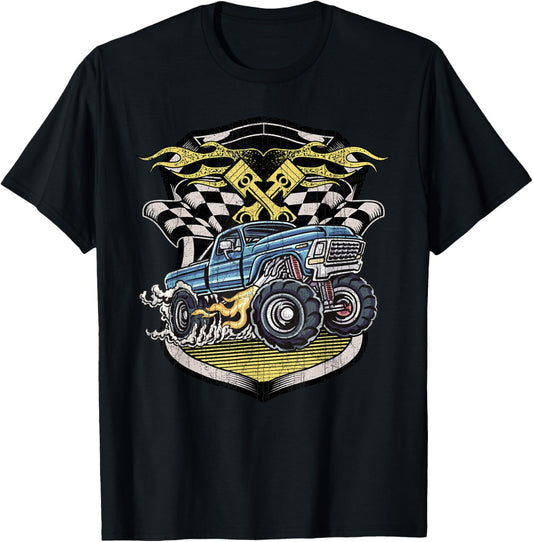 Monster Truck Shirt Retro Distressed Vintage Monster Truck T-Shirt - T-Shirt | Black