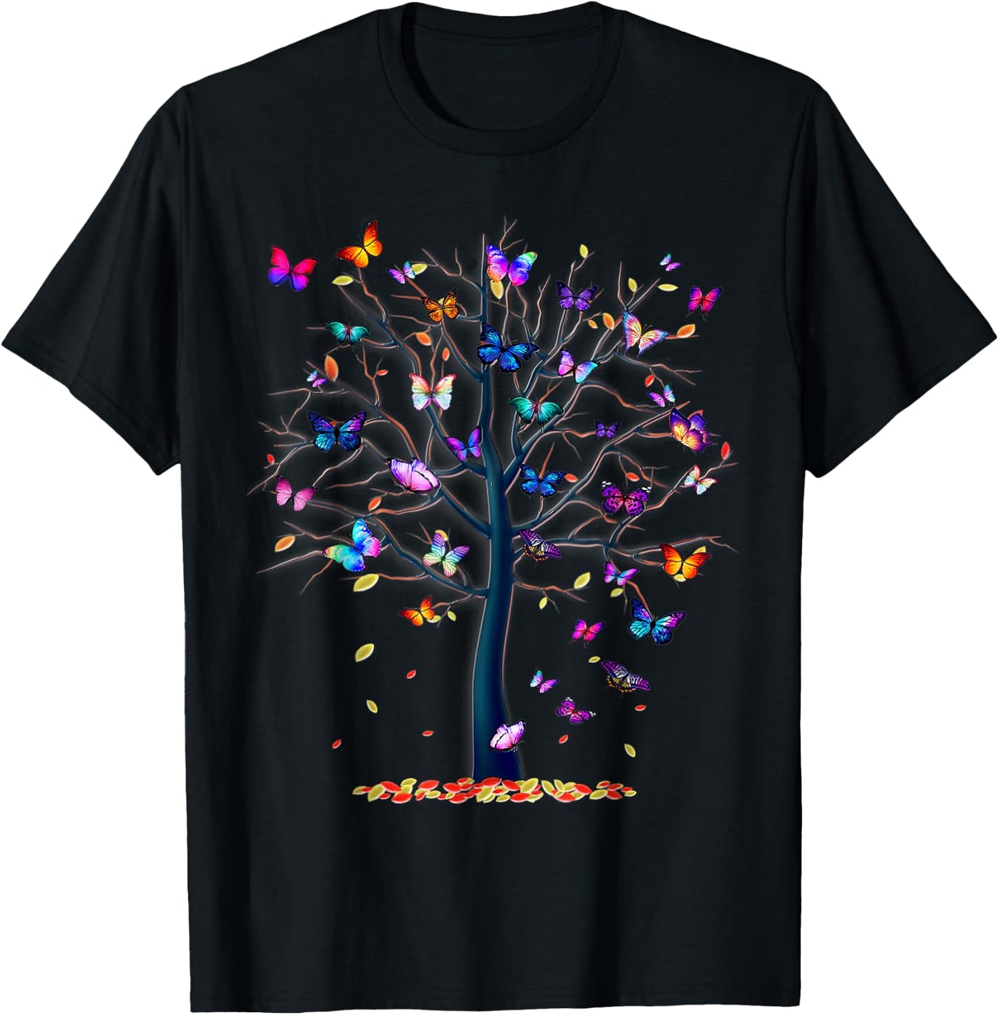 Butterfly Tree Beautiful T-Shirt - T-Shirt | Black