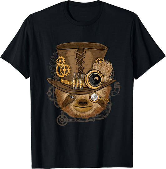 Steampunk Sloth - Zookeeper Zoo Animal Nature Forest Lover T-Shirt - T-Shirt | Black