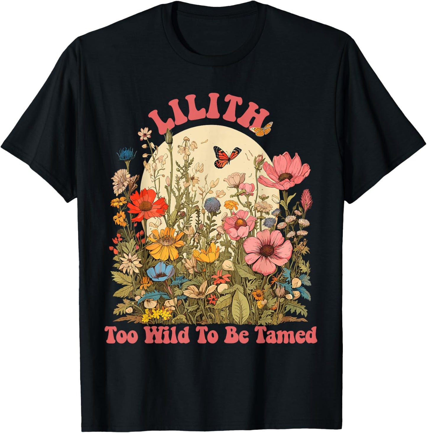 LILITH Name Cute Retro Girls Wildflower LILITH Name T-Shirt - T-Shirt | Black