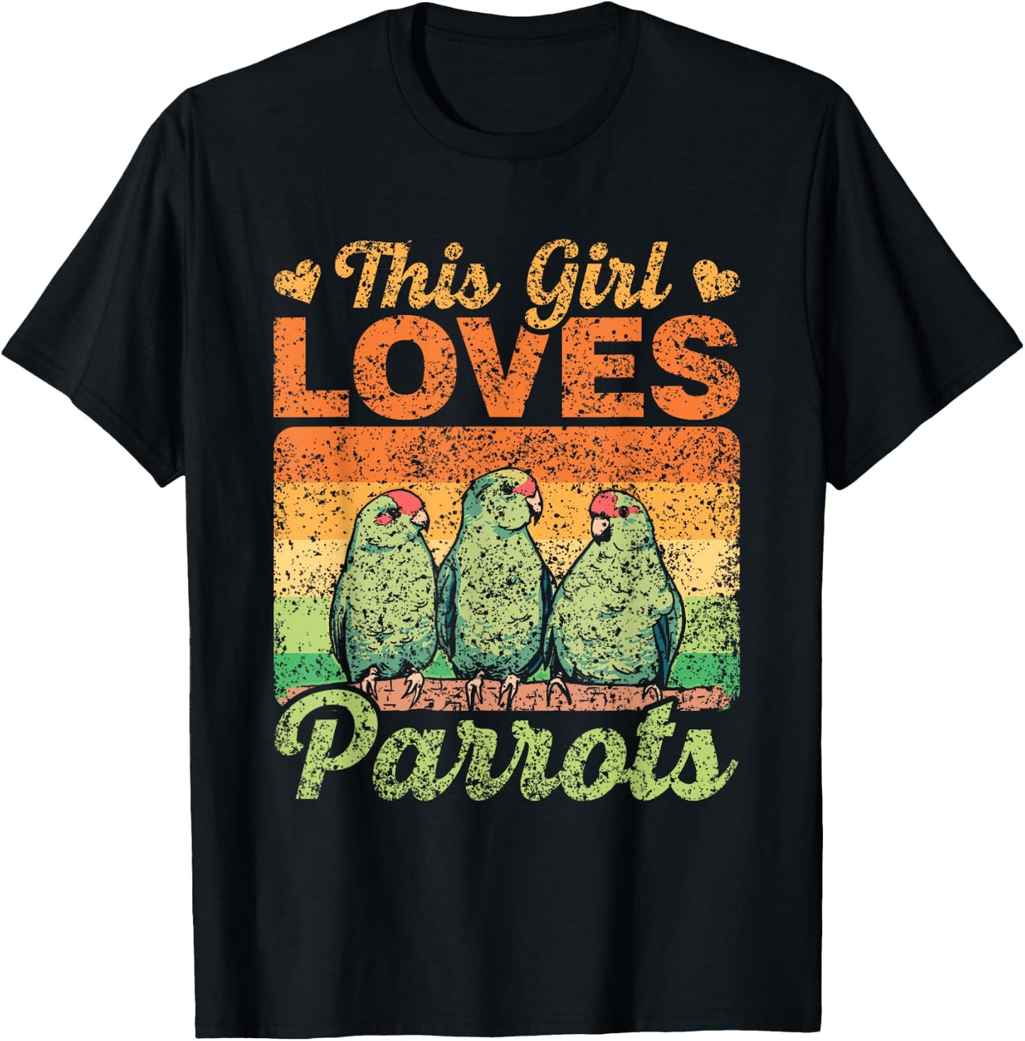 This Girl Loves Parrots Cute Pet Animal Parrot T-Shirt - T-Shirt | Black