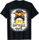 Softball Aunt Messy Bun Leopard Bleached Softball Auntie T-Shirt - T-Shirt | Black