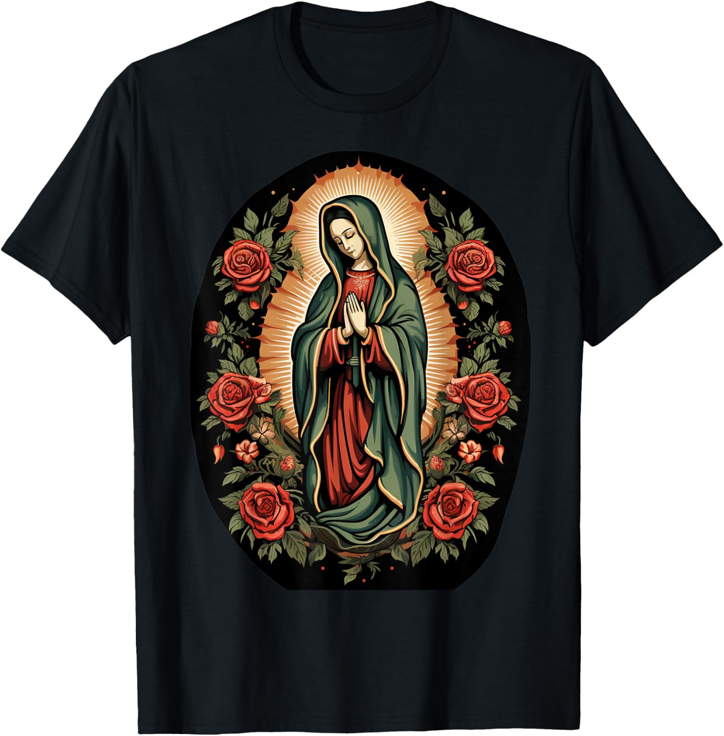 Our Lady of Guadalupe Sant Mary For Christians, Catholics T-Shirt - T-Shirt | Black