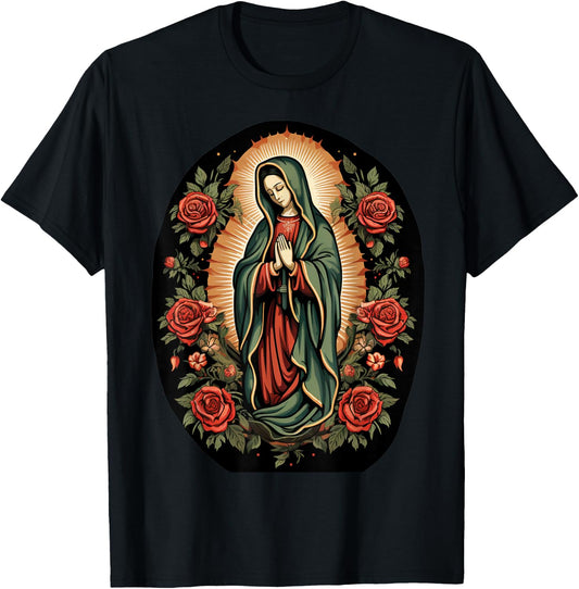 Our Lady of Guadalupe Sant Mary For Christians, Catholics T-Shirt - T-Shirt | Black