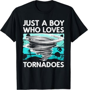 Funny Tornado Art Boys Weather Storm Tornado Chaser T-Shirt - T-Shirt | Black