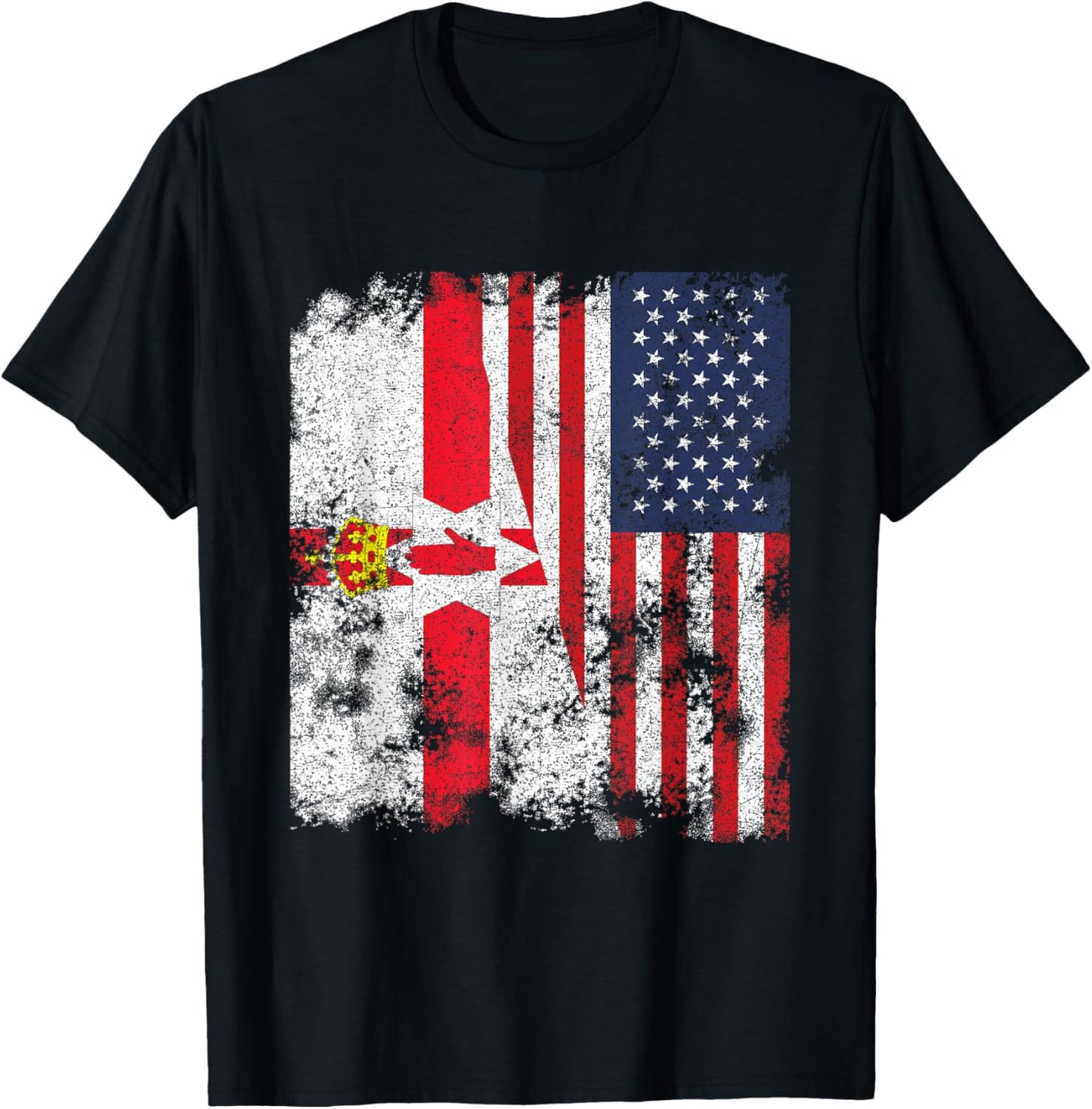 Northern Ireland USA Flag Distressed - Half American Kids Men T-Shirt - T-Shirt | Black