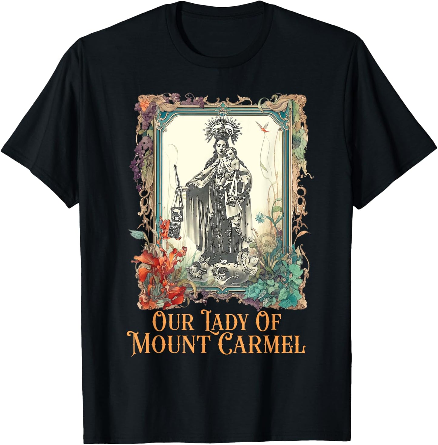Our Lady of Mount Carmel Marian Catholic T-Shirt - T-Shirt | Black