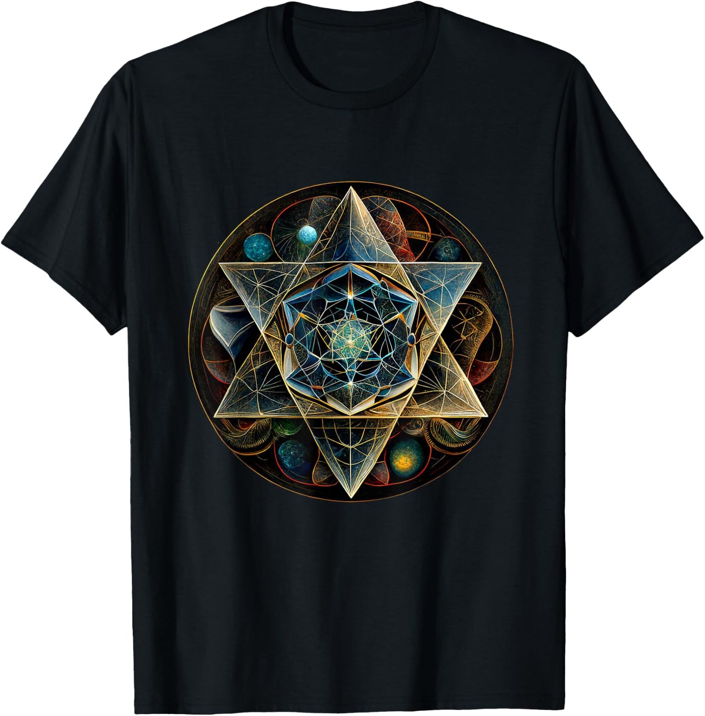 Star Tetrahedron Merkaba T-Shirt - T-Shirt | Black