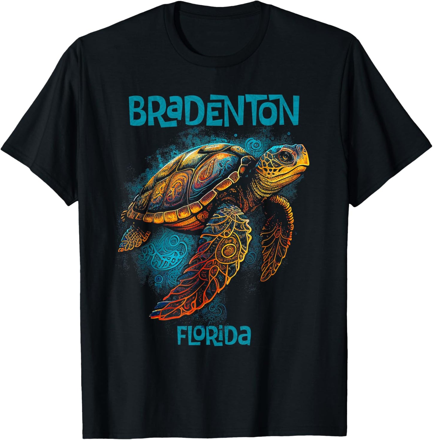 Bradenton Beach Florida FL Retro Vintage Sea Turtle T-Shirt - T-Shirt | Black