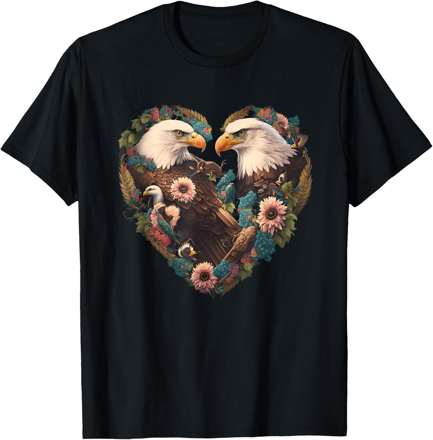 Valentine's Day Bald Eagle Heart T-Shirt - T-Shirt | Black