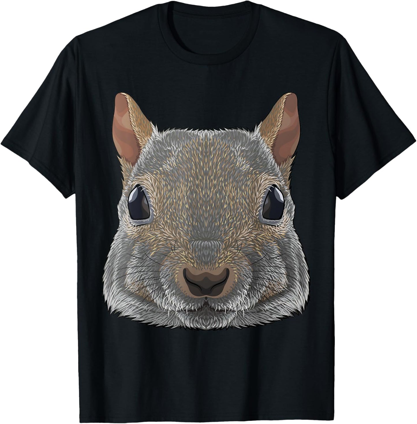 Squirrel Face American Grey Squirrel Animal T-Shirt - T-Shirt | Black