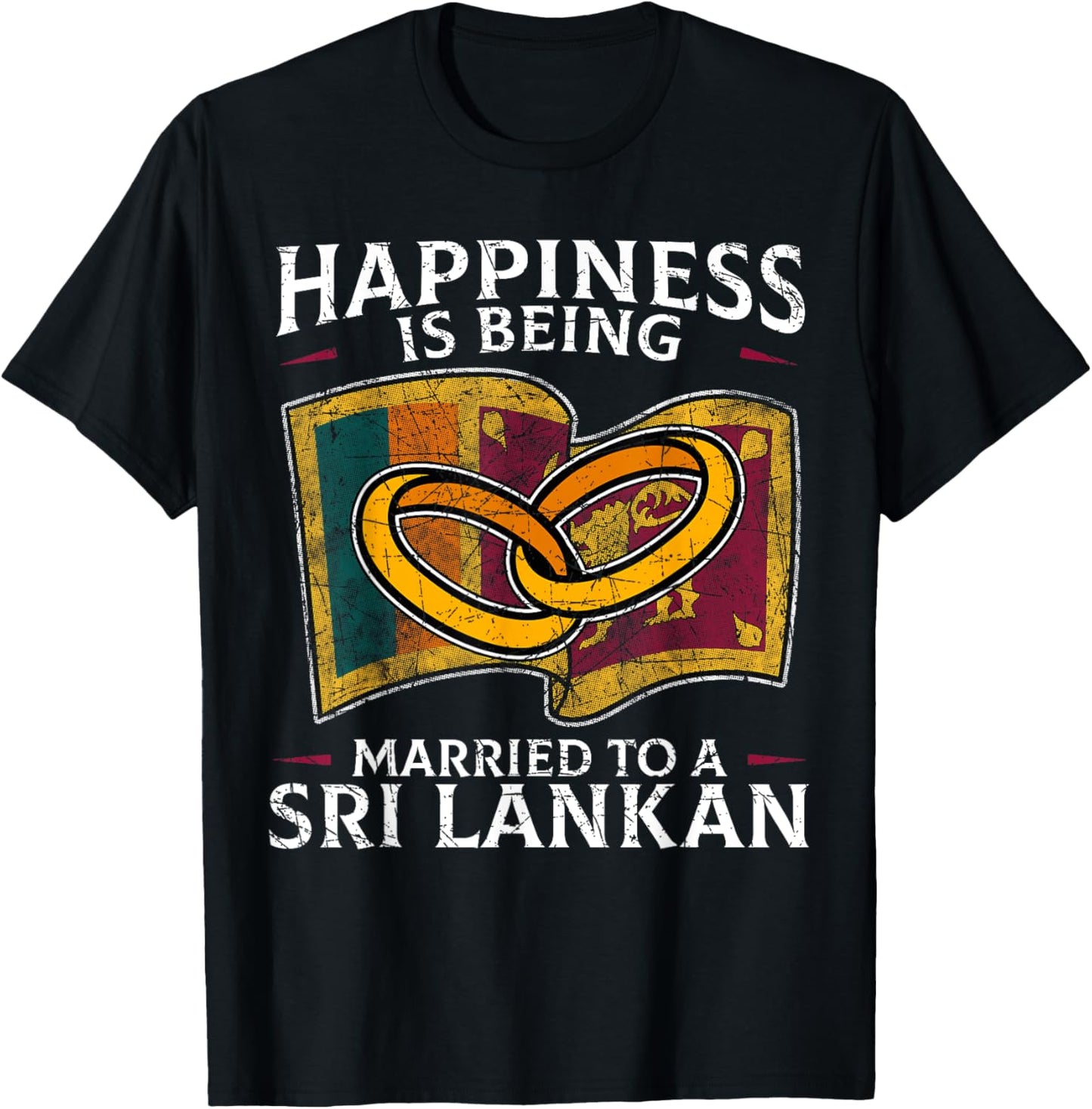 Sri Lankan Wedding Sri Lanka Heritage Roots Flag Married T-Shirt - T-Shirt | Black