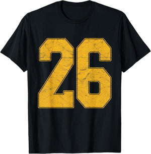 Number 26 Numbered Uniform Sports Team Jersey 26th Birthday T-Shirt - T-Shirt | Black