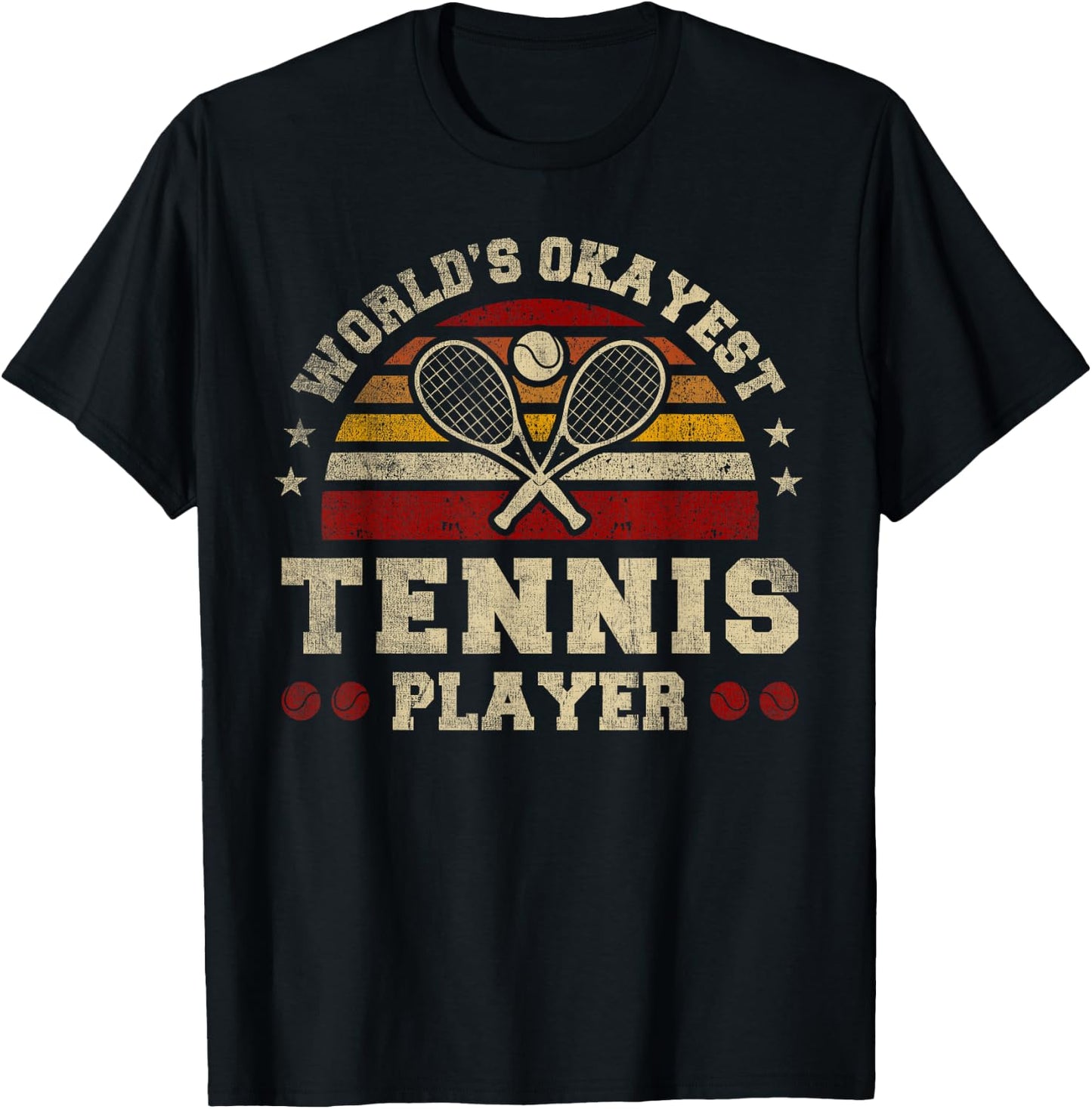 Worlds Okayest Tennis Player Retro Tennis T-Shirt - T-Shirt | Black