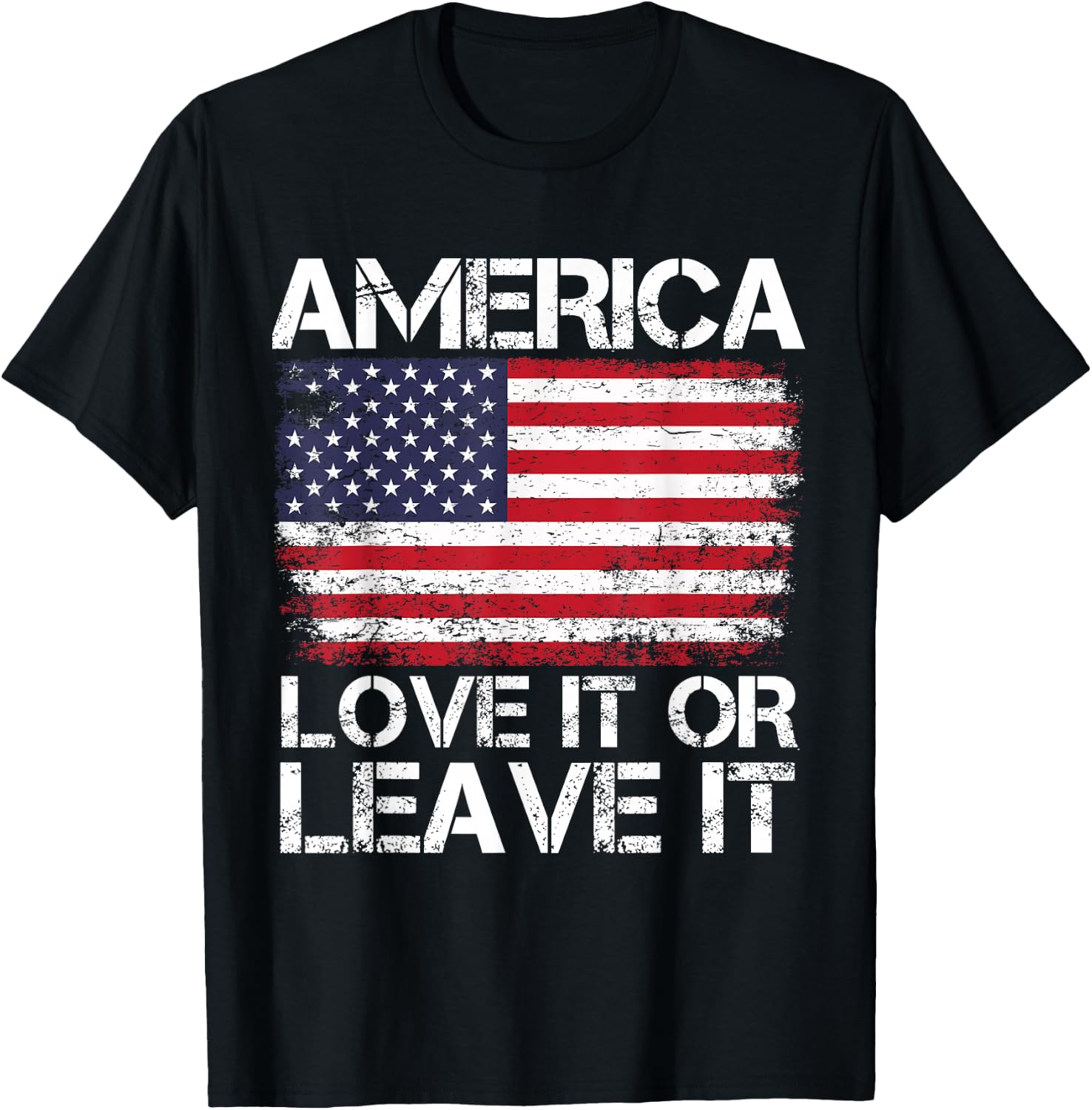 American Flag America Love It Or Leave It' USA Flag T-Shirt - T-Shirt | Black