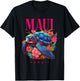 Maui Hawaii Floral Beach Turtle Souvenir Women Kids T-Shirt - T-Shirt | Black